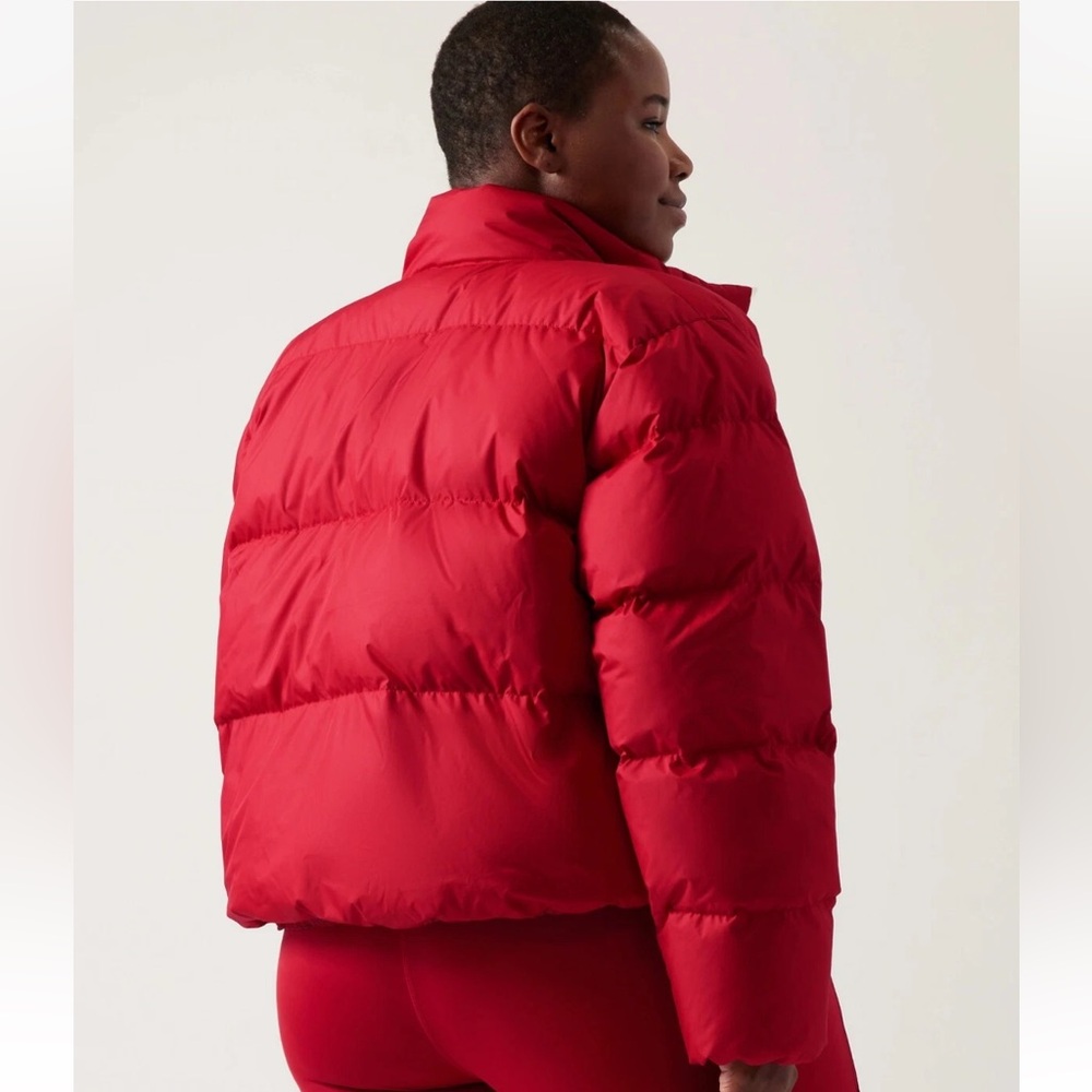 $200 New Athleta Red Summit Down Full zip / Snap Jacket - Candy Red - Womens XL - Picture 5 of 14